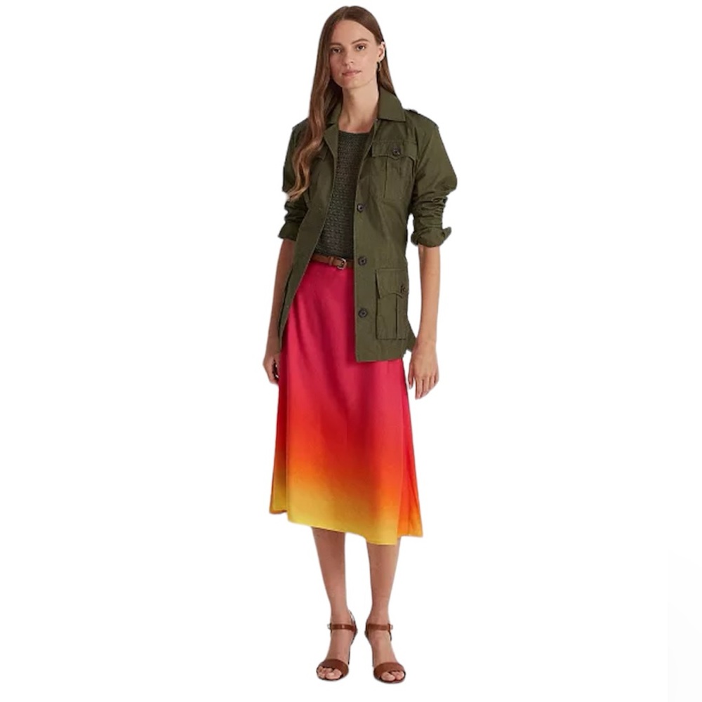 🦋Lauren Ralph Lauren Ombré Linen-blend midi Skirt size-16w